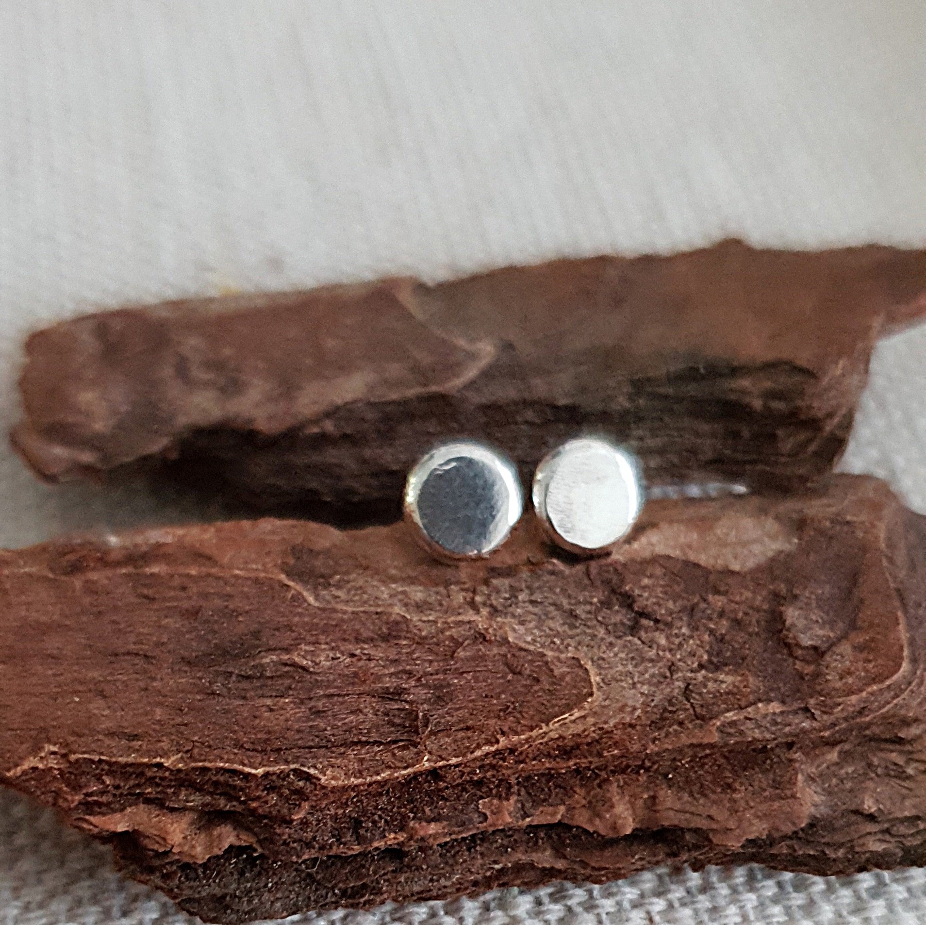 Recycled sterling silver studs