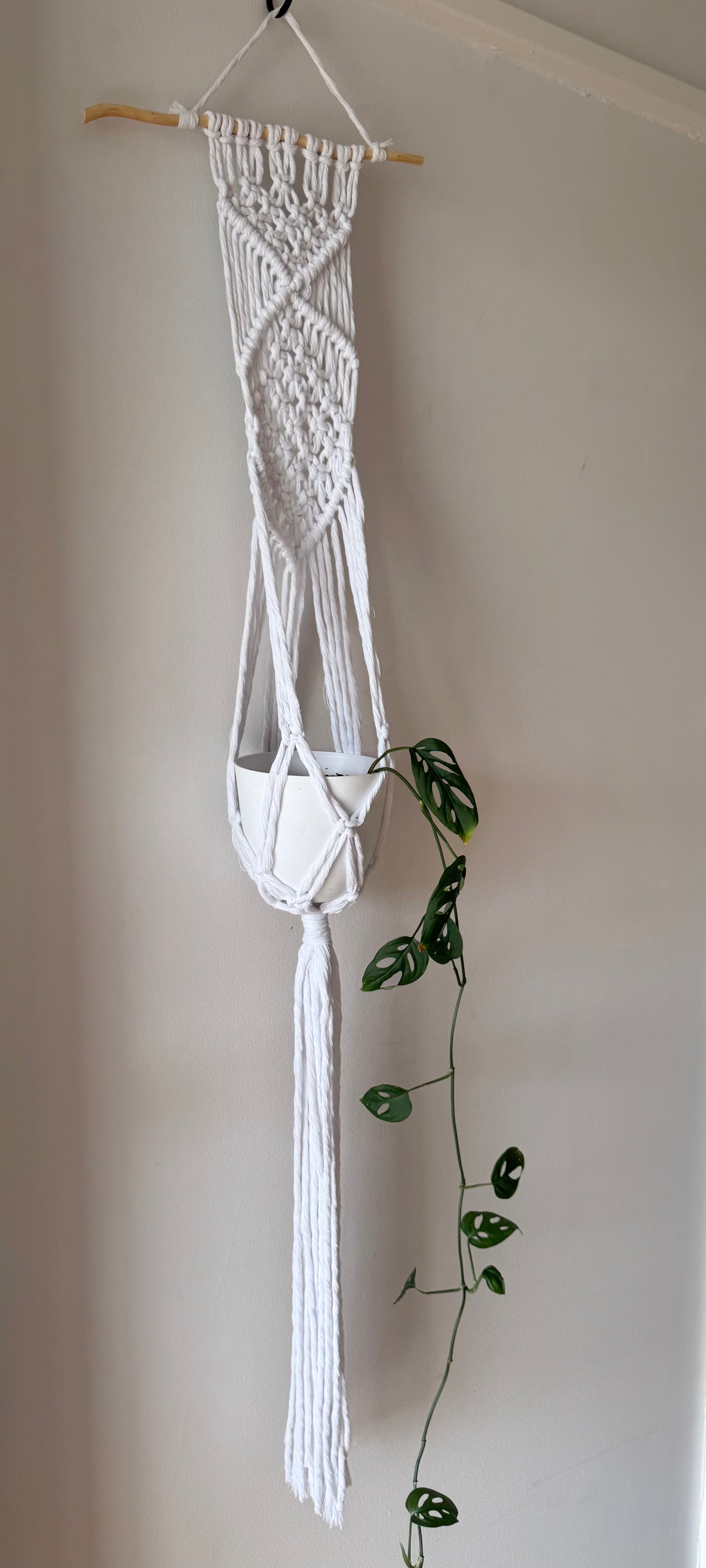Handmade Macrame Plant Hanger - White
