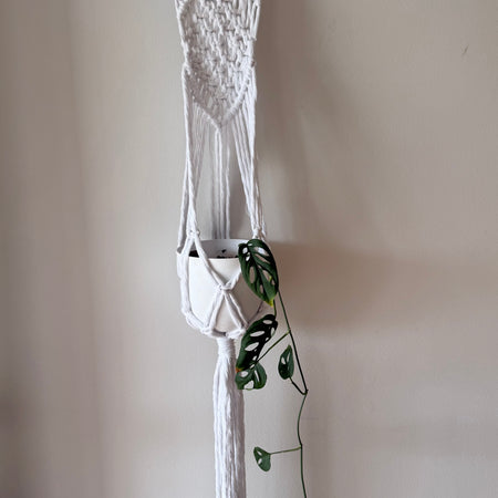 Handmade Macrame Plant Hanger - White
