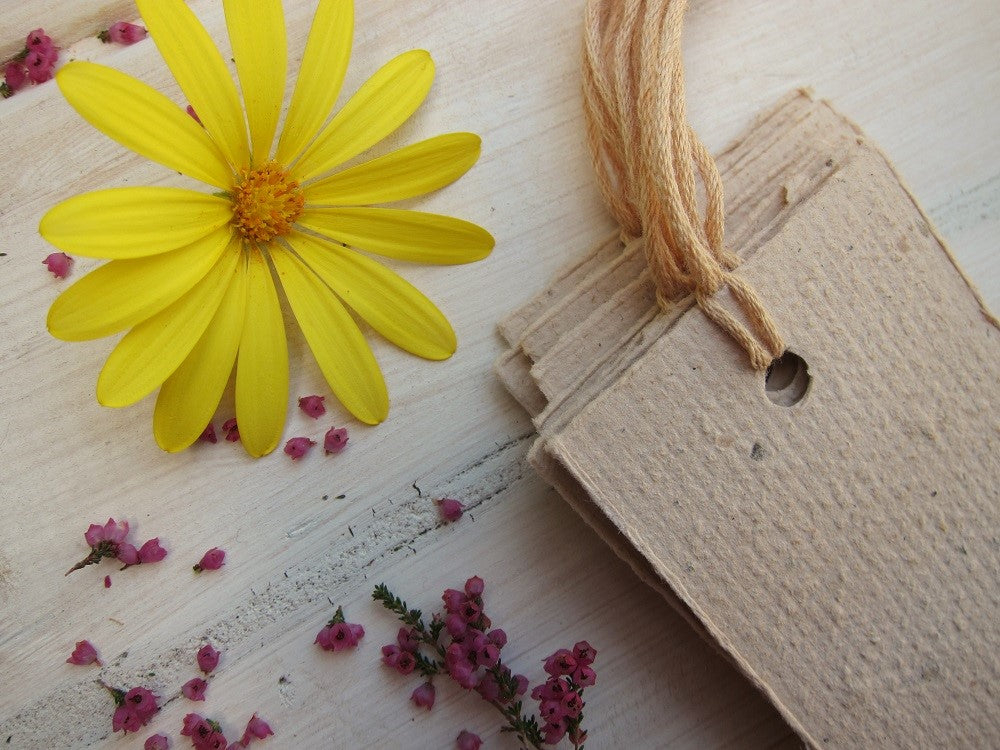 Green tea handmade recycled paper swing tags