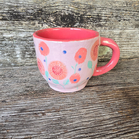 Pink and flowery mug