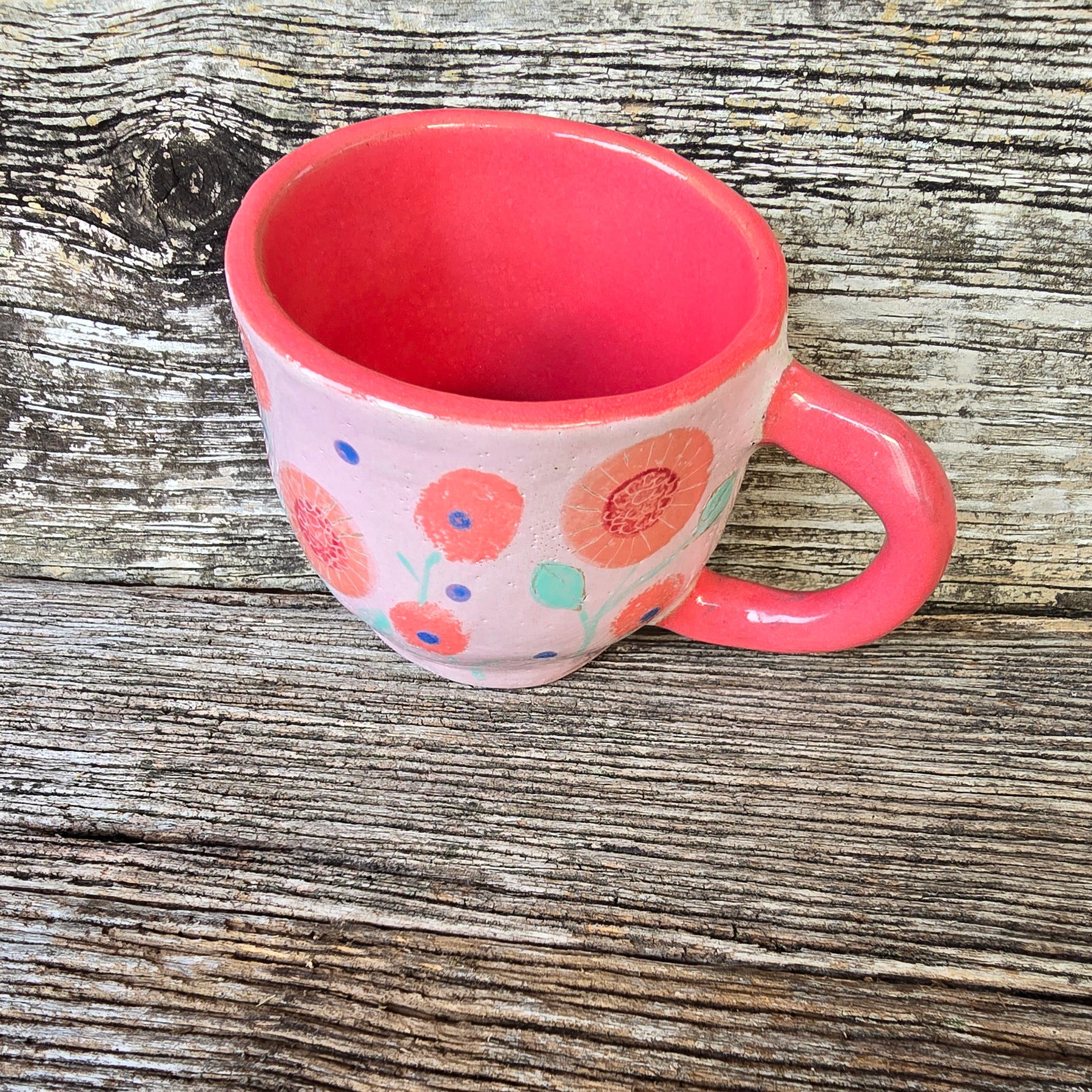 Pink and flowery mug