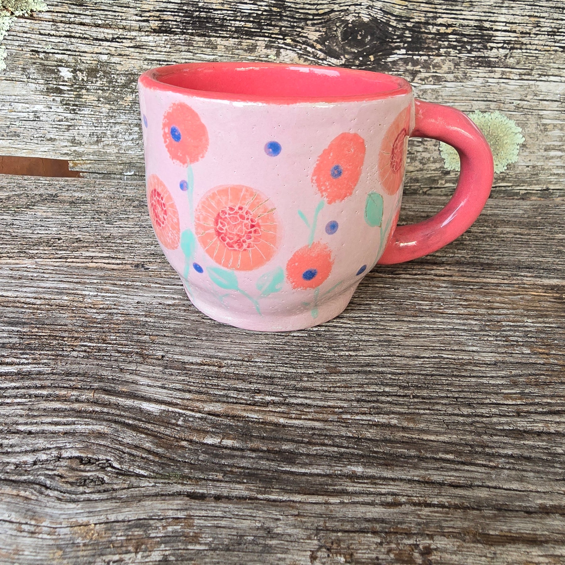 Pink and flowery mug