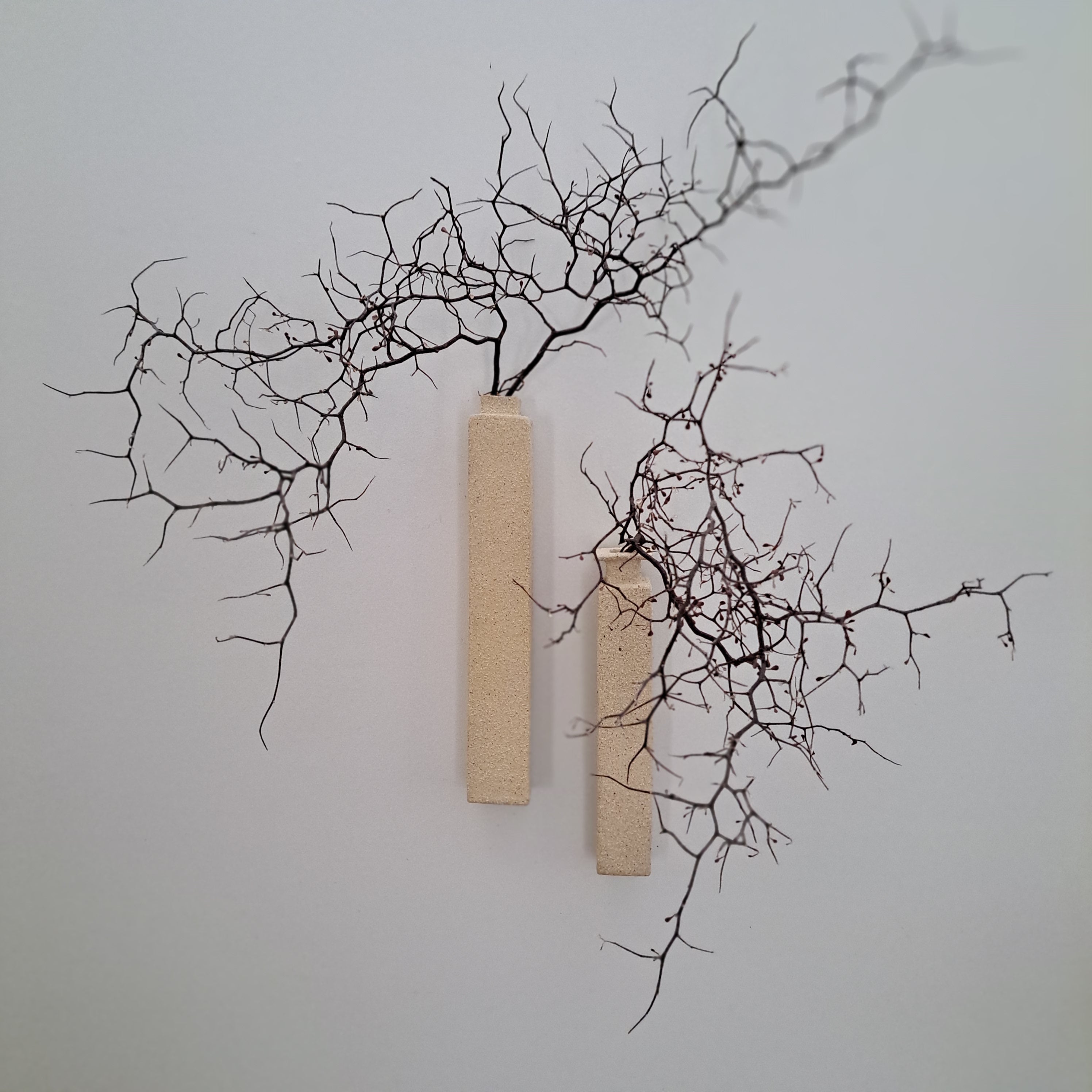 Wall Vase (×2) - Contemporary Ceramic Elegance - Wabi Sabi decor style.