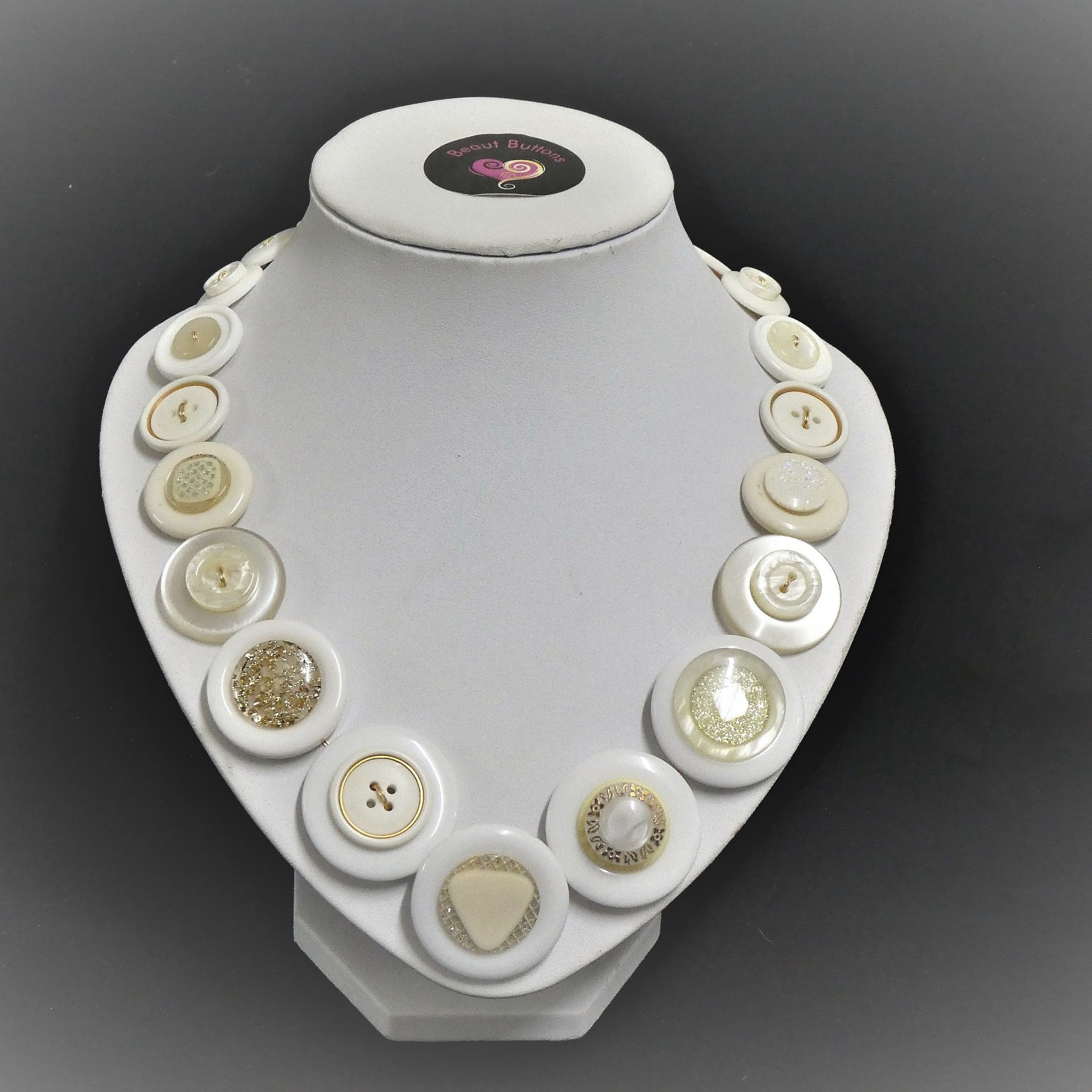 Button necklace - White Night