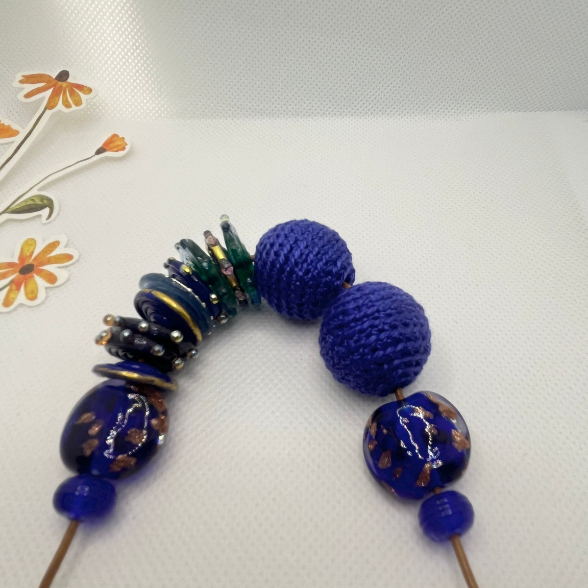 Handmade Adjustable Necklace - Blue Glass