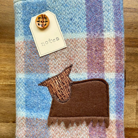 A5 Upcycled Notebook Highland Cow - Blue
