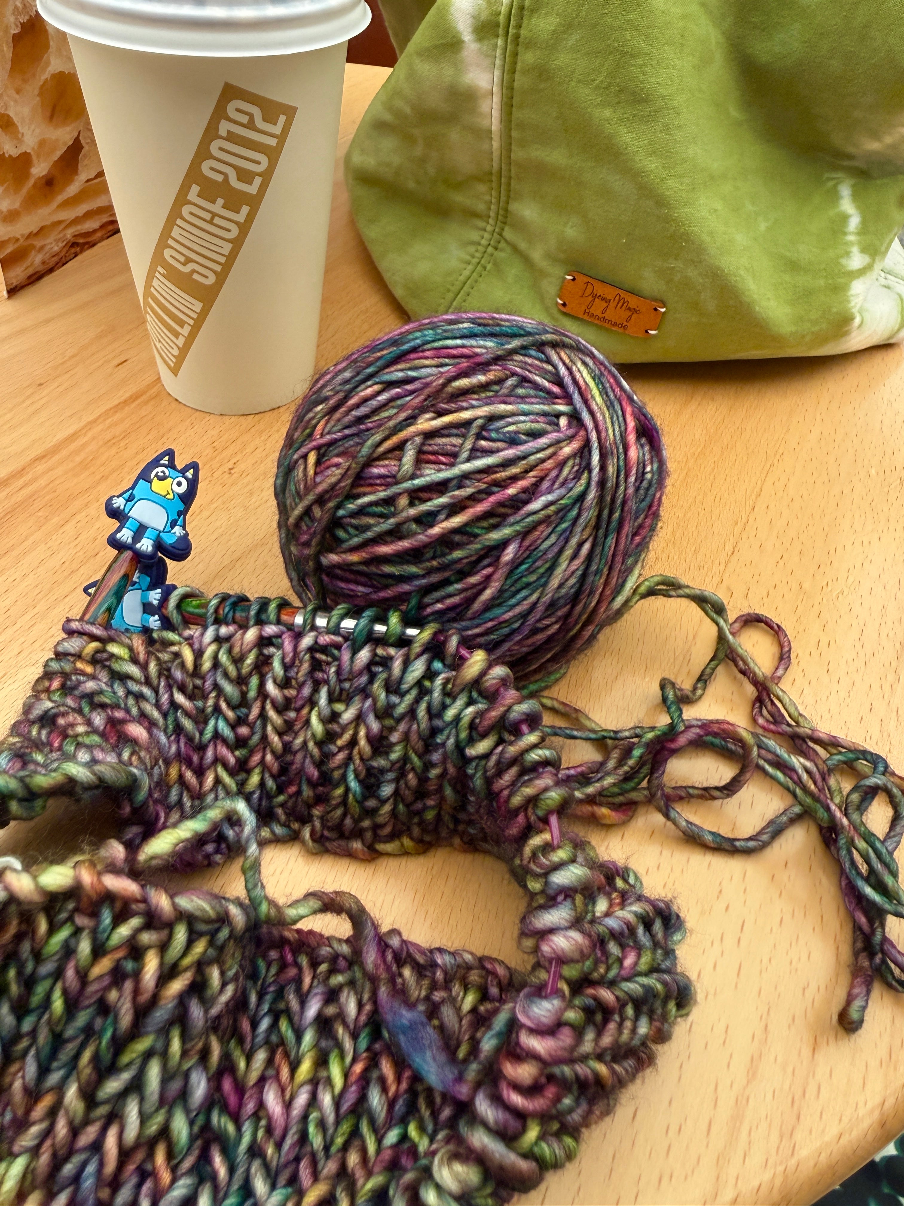 Unisex merino beanie, Green Purple flecked hand knitted beanie