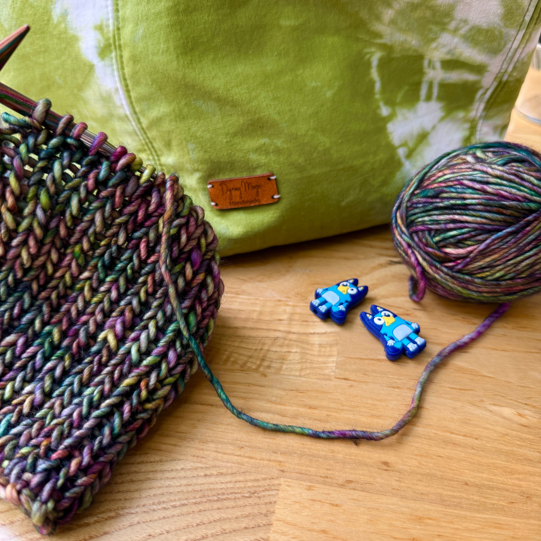 Unisex merino beanie, Green Purple flecked hand knitted beanie