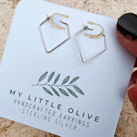 Geo hoops in Sterling Silver