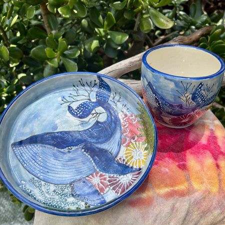 Whimsical Whale handmade potter set