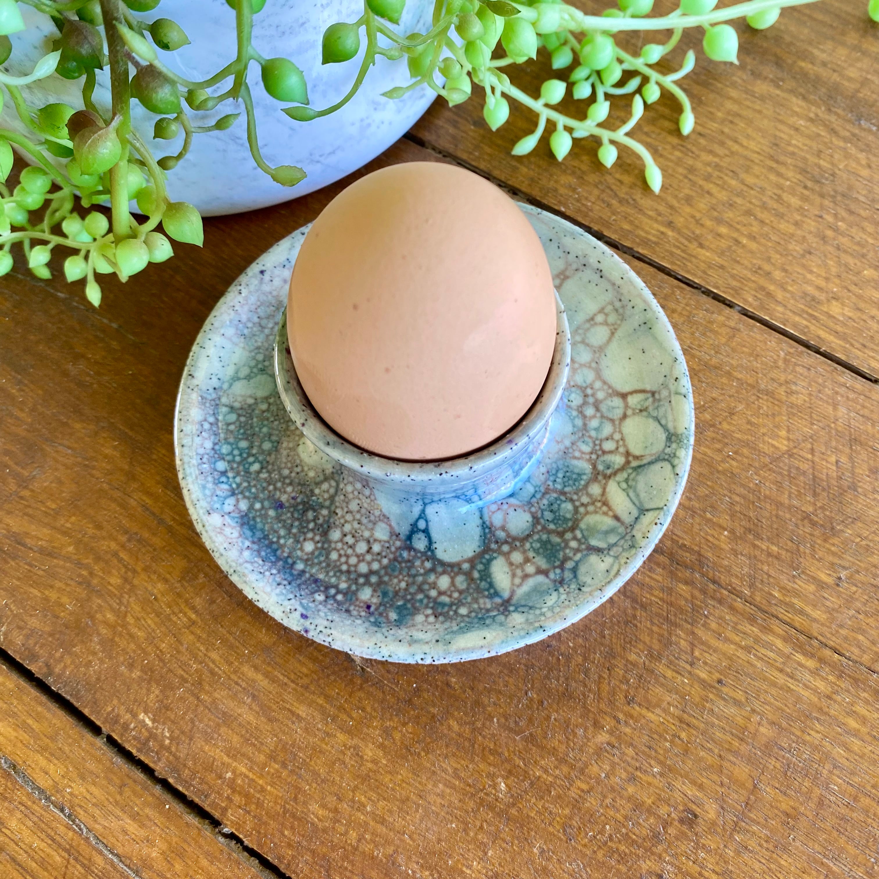 Ceramic Egg Cup with Spoon Rest|Handmade Pottery