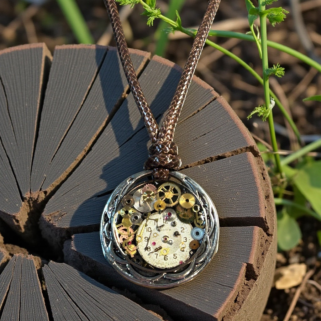 Steampunk Watch Parts Mens Medallion Necklace