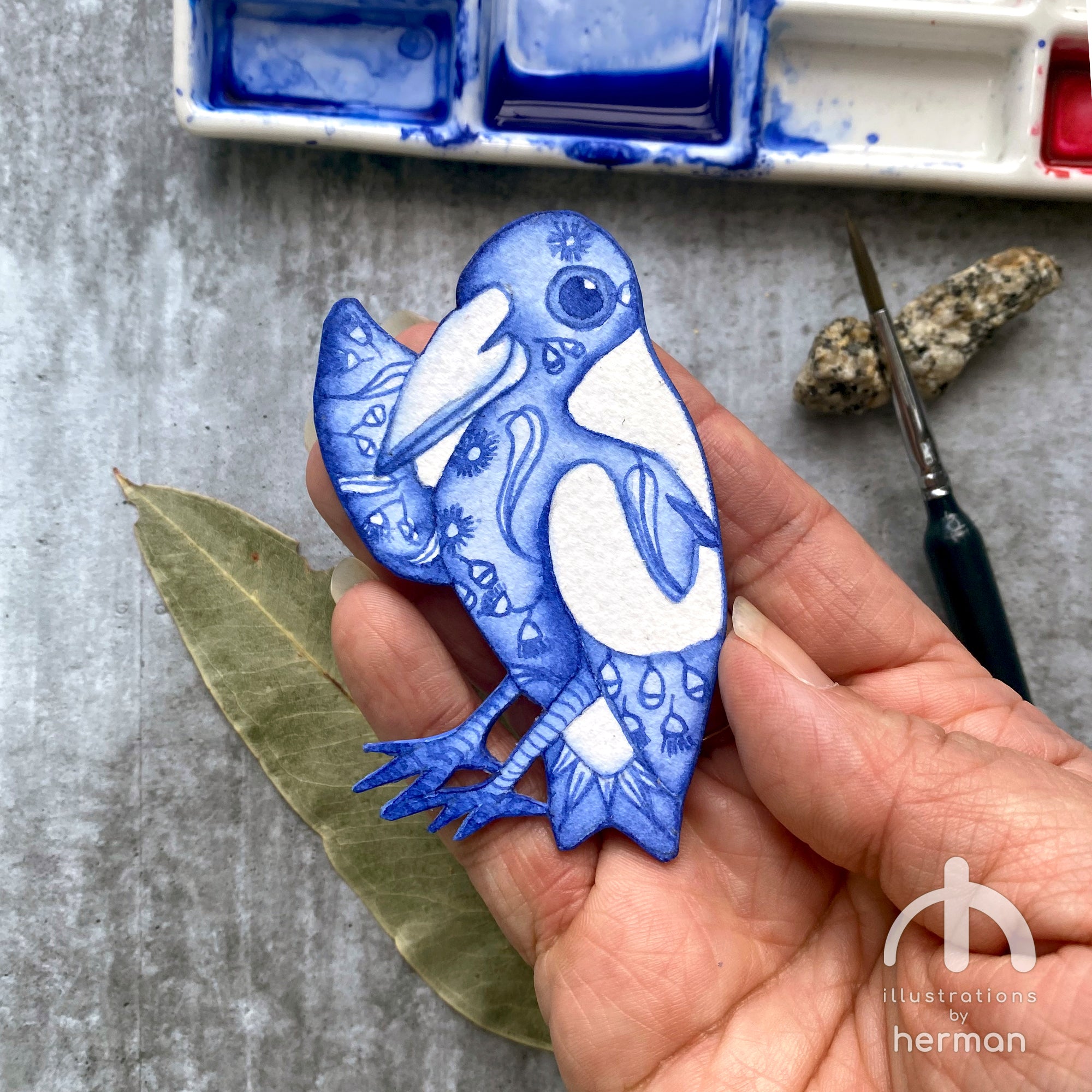 Australian Animal Brooch - Handpainted - Delft Inspired