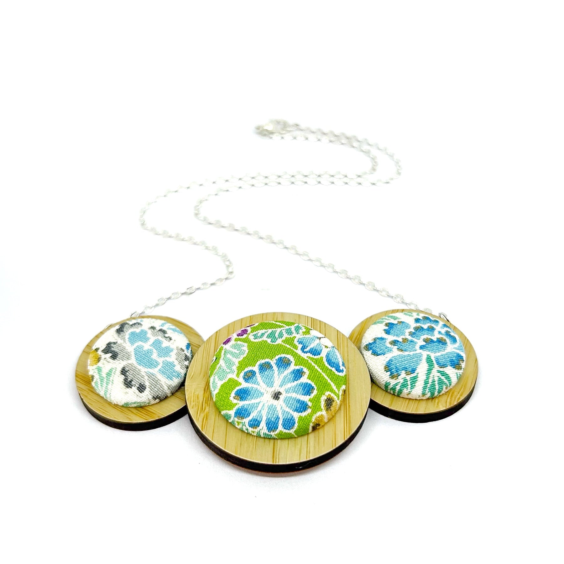 Three Disc Necklace - Small Green Hues