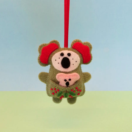 Koala & Joey Wool Felt Ornament - Australian Animal
