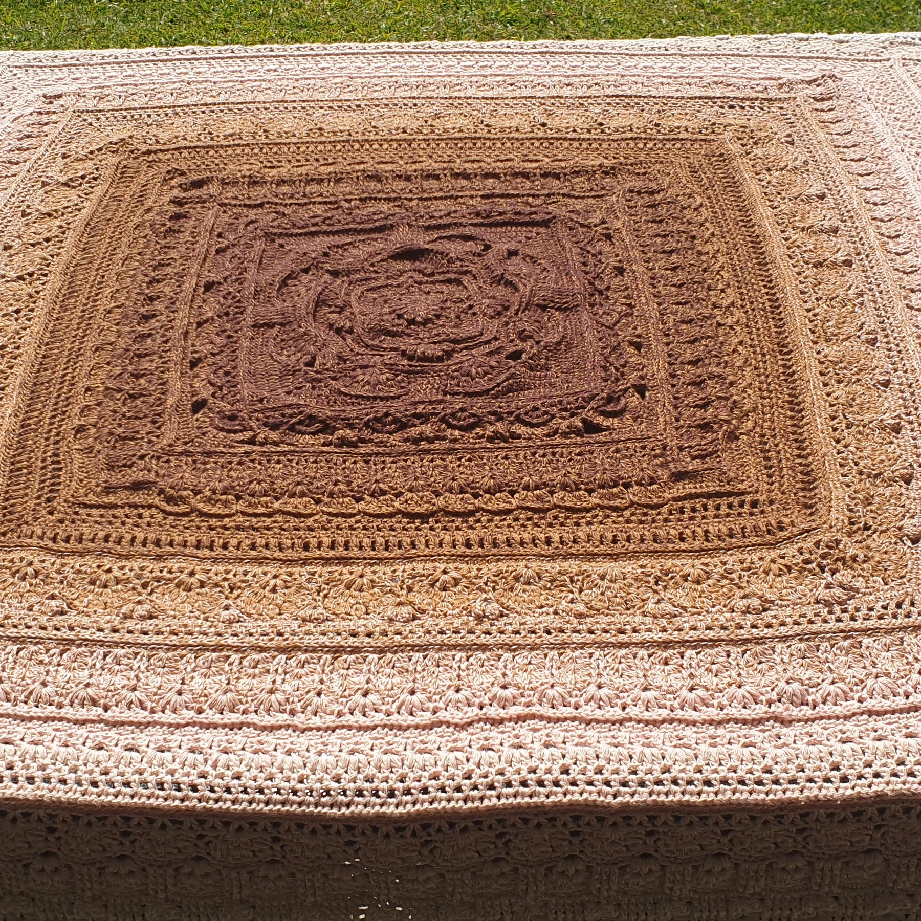 Gorgeous crochet chocolate caramel ripple throw