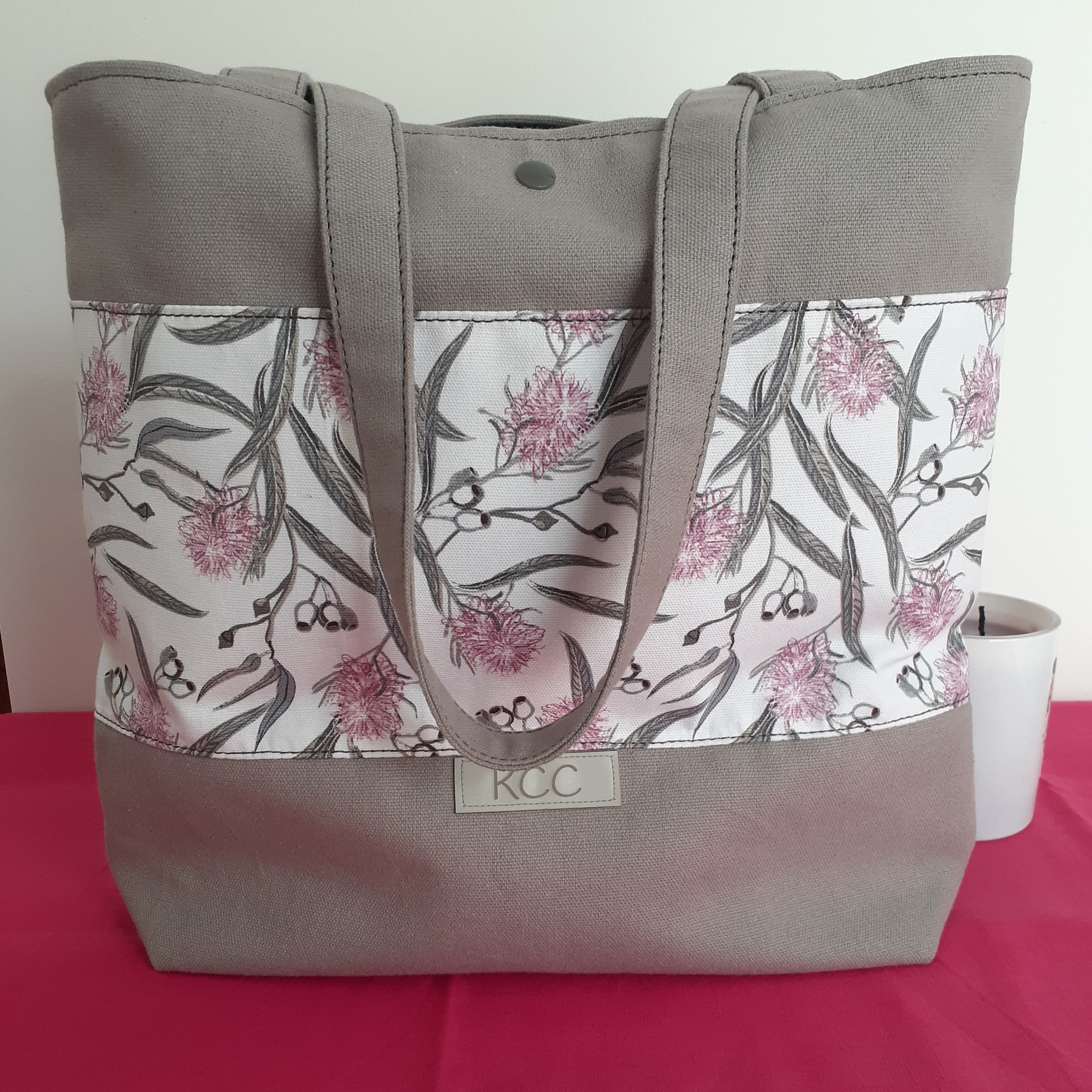 Pink & Grey Blossoms – Medium Sized Tote Bag