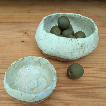 Set of 2 Small Handmade Ceramic Dishes - Earthy Wabi-Sabi Stoneware