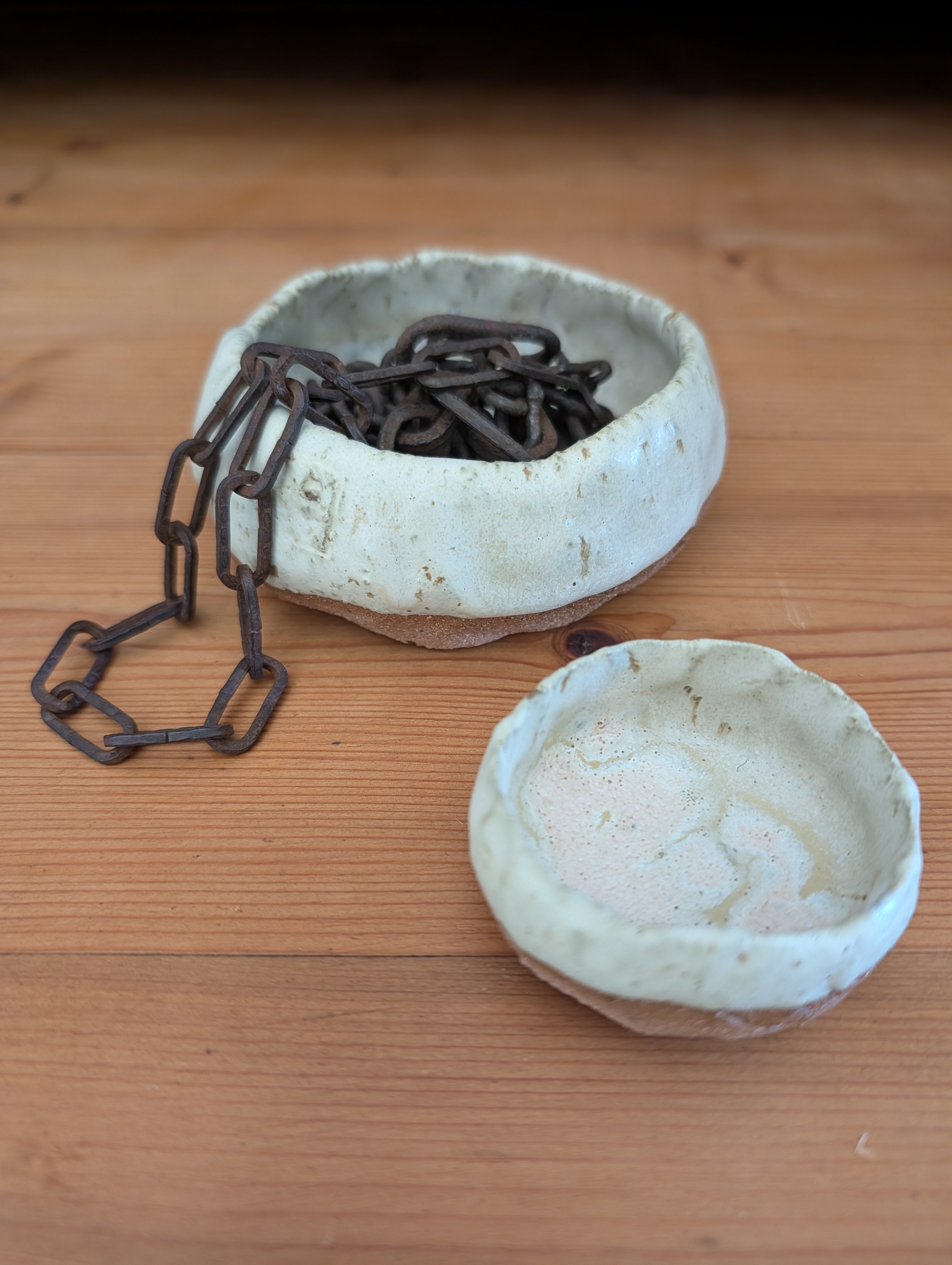 Set of 2 Small Handmade Ceramic Dishes - Earthy Wabi-Sabi Stoneware