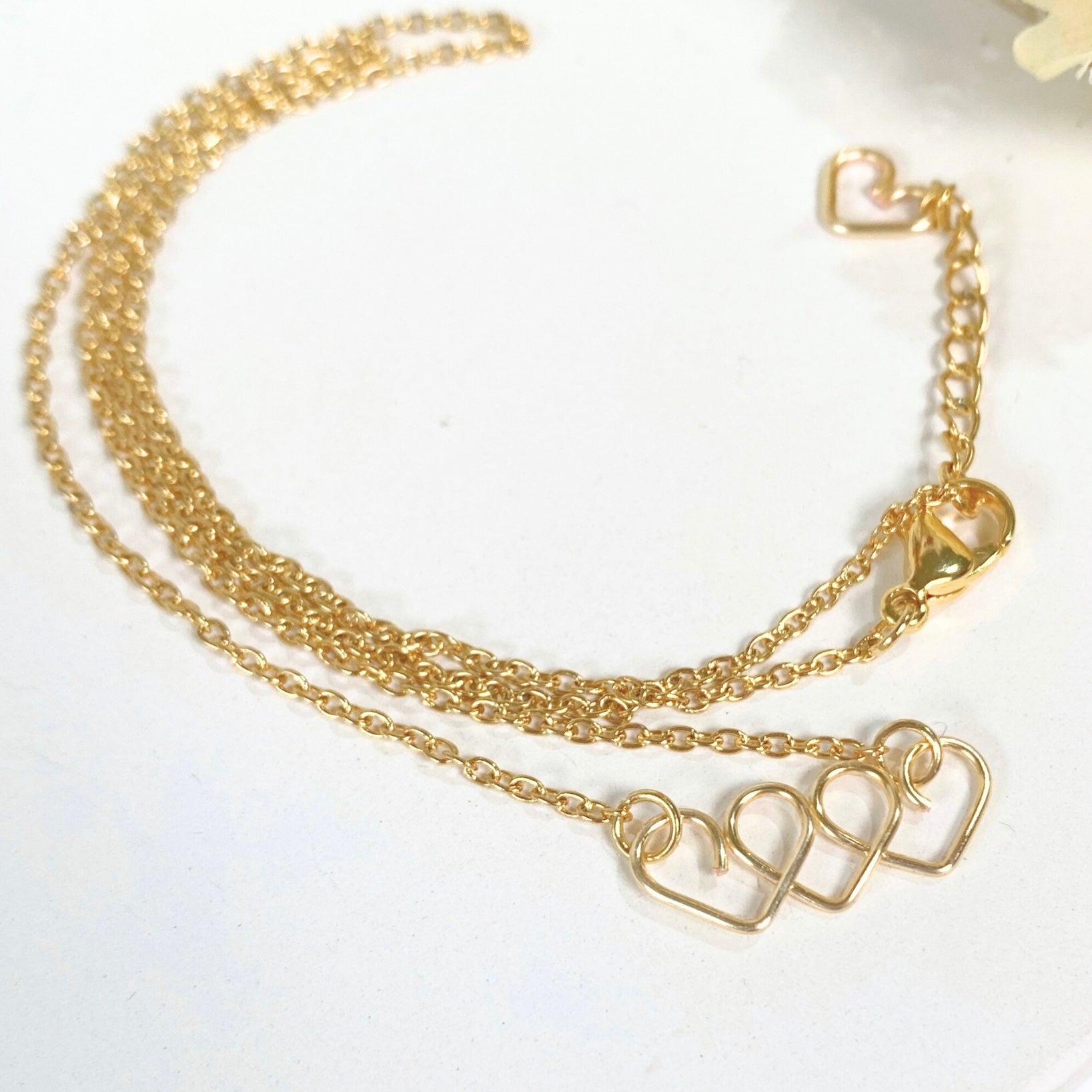 Chain of Hearts gold necklace | gold-plated or 14k gold-filled | Keepsake | Mothers Day or Anniversary gift