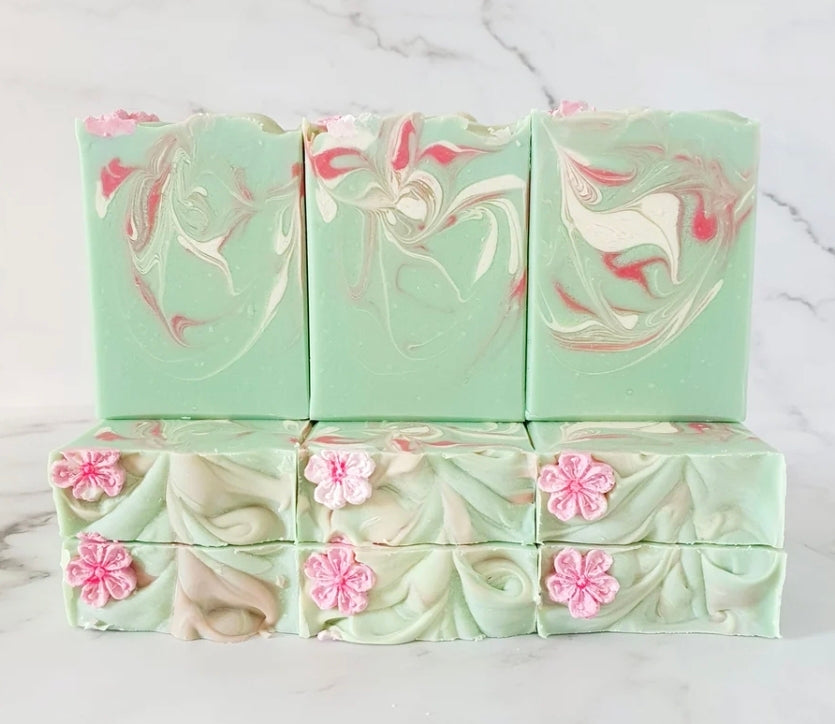 Handmade - 4PK Fragrance Oil Soap - Cherry Blossom & Pear Soap Bars