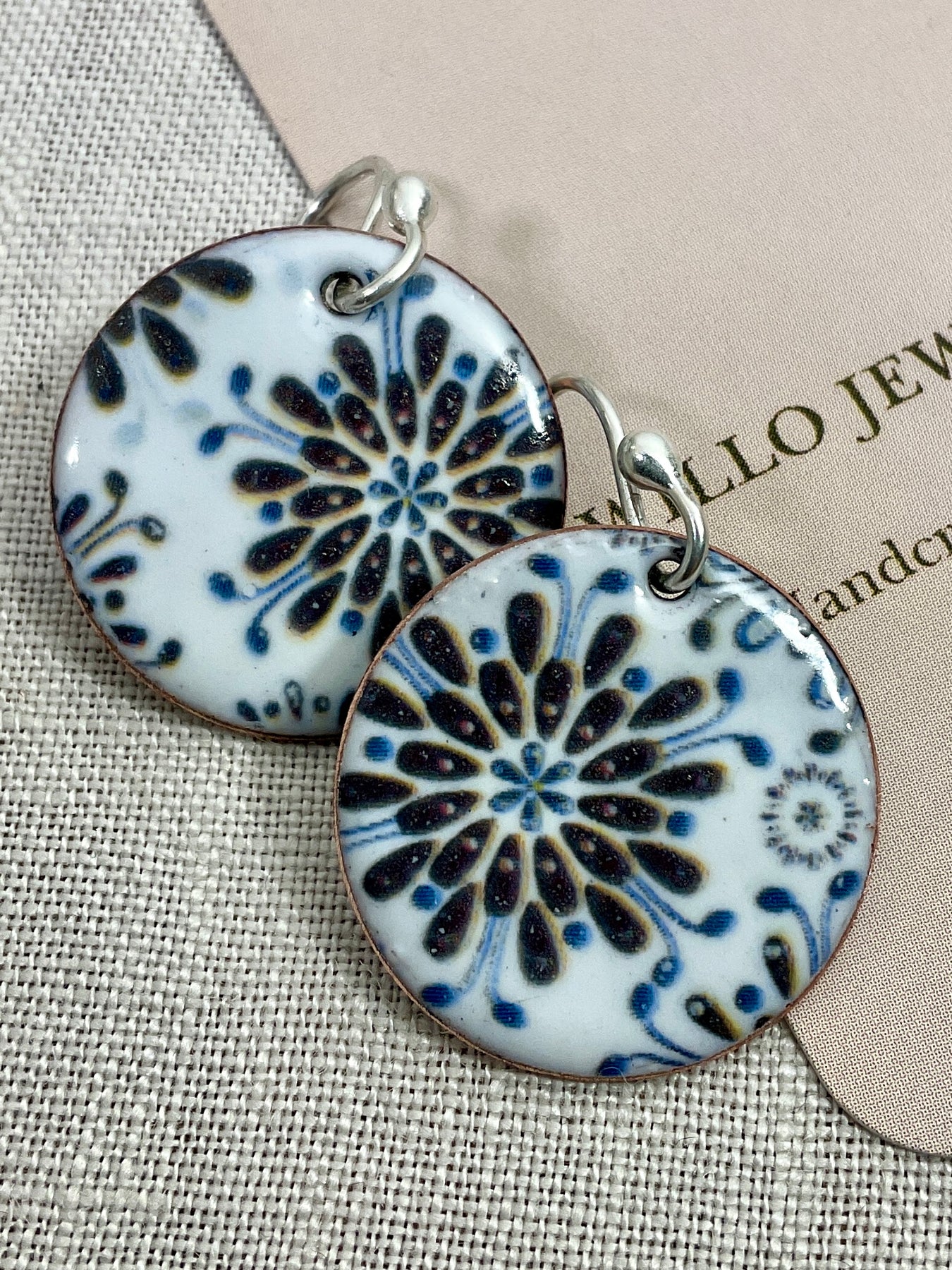 Dandelion flowers. Handmade enamel earrings