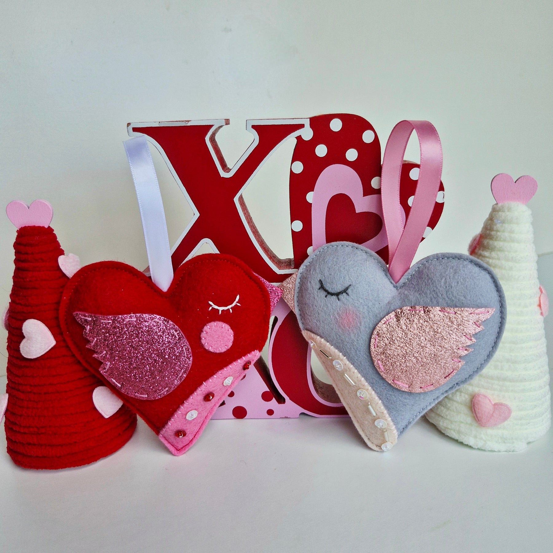 Heart Bird Decoration - Grey
