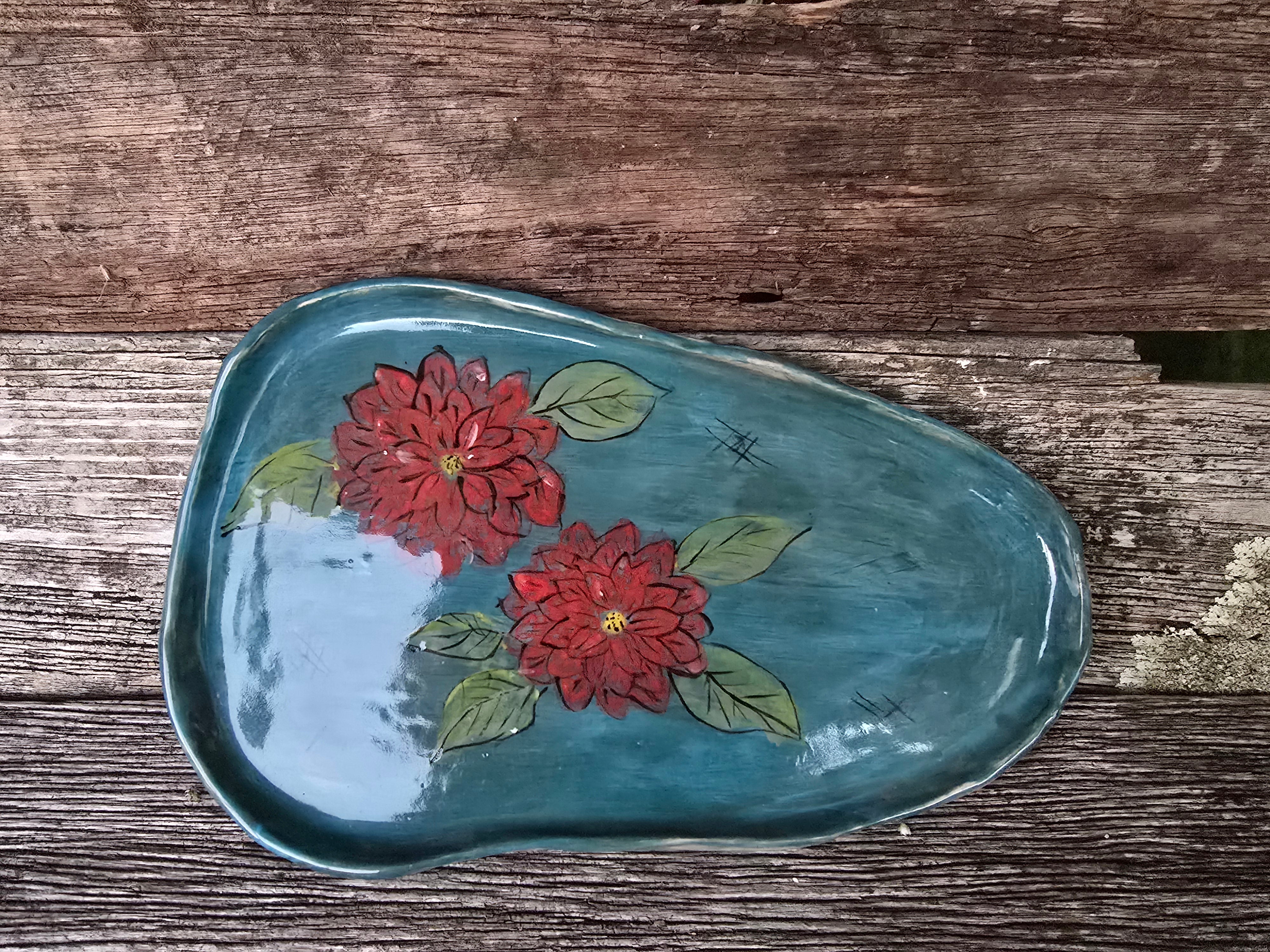 Vibrant Dahlia platter
