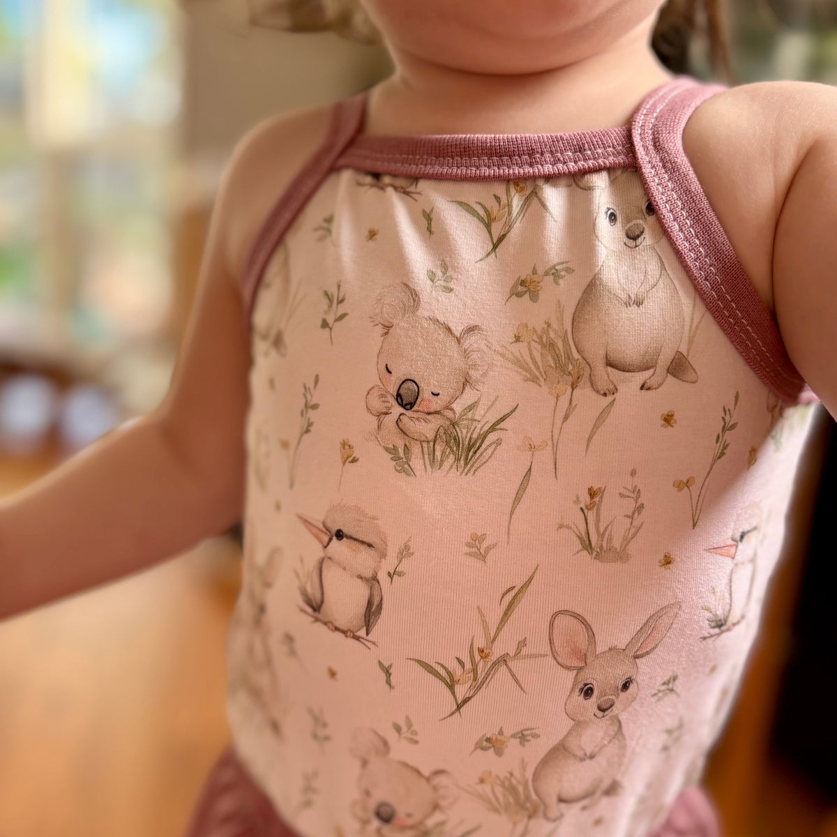 Baby Girl Bodysuit Set | Kangaroo Fields Size newborn to 2 | Made to order