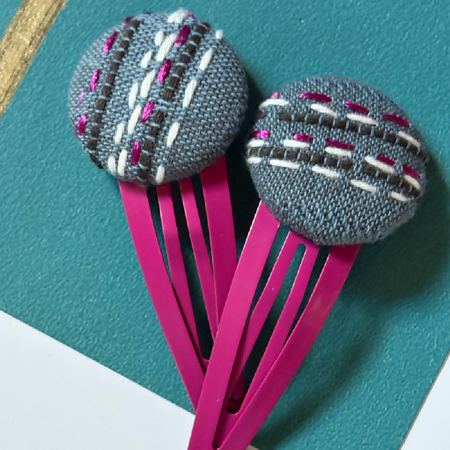 Set of 2 hand stitched hair clips