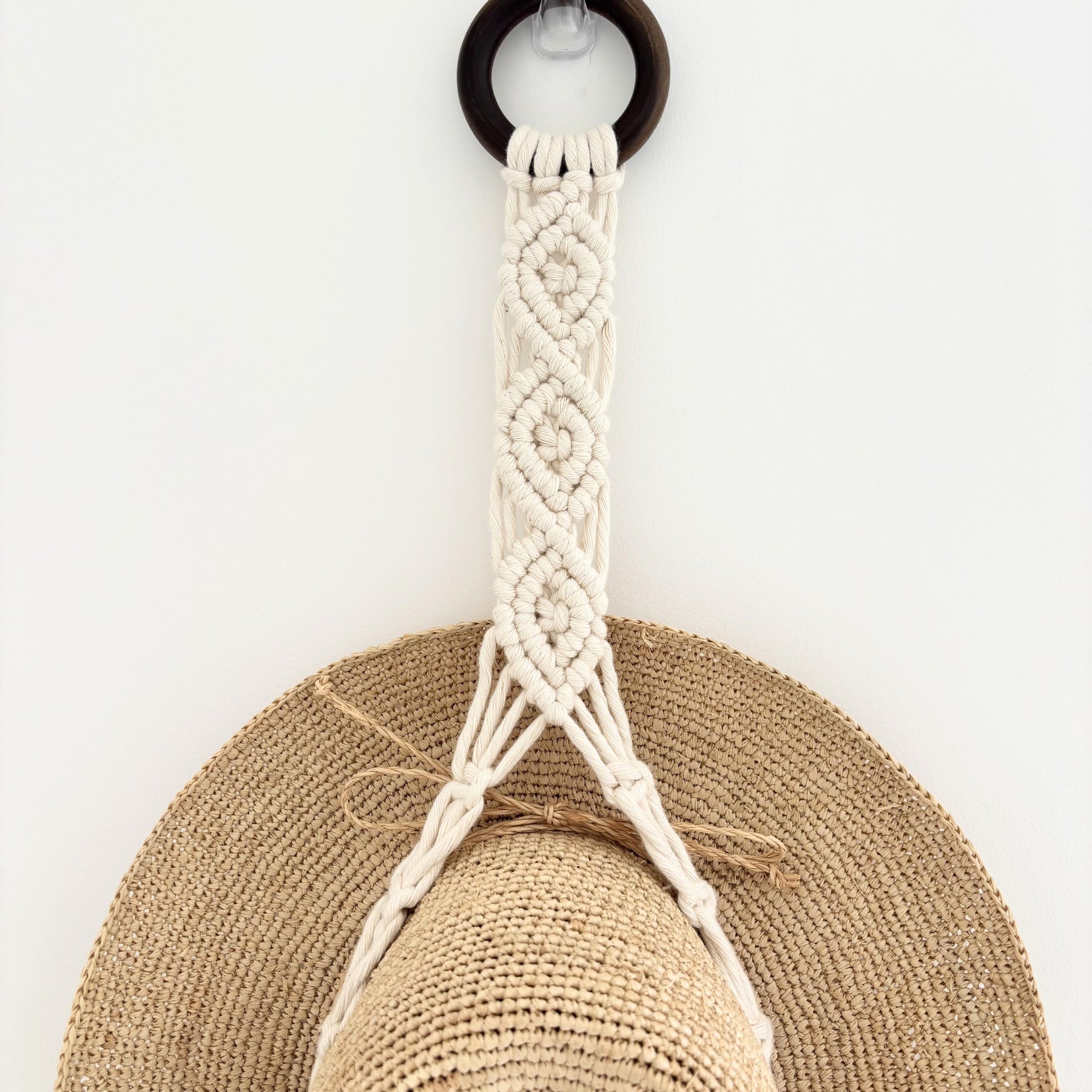 Macrame Hat Hanger - Double - Driftwood or Wood Ring Option