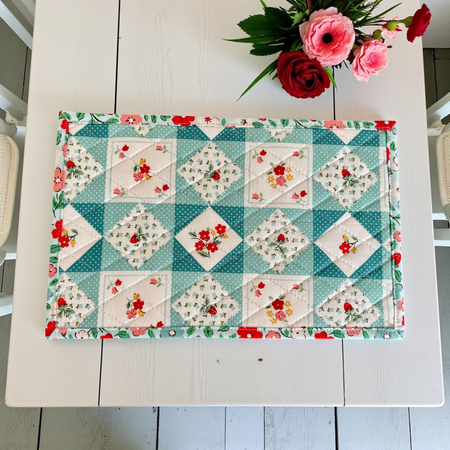 Handmade Quilted Floral Mug Rug