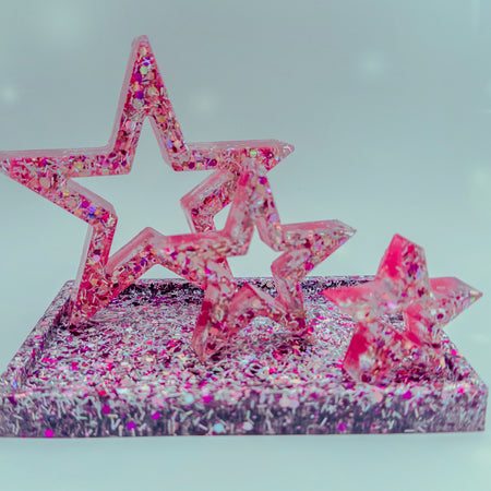 Handmade Resin Star Set with Rectangle Tray