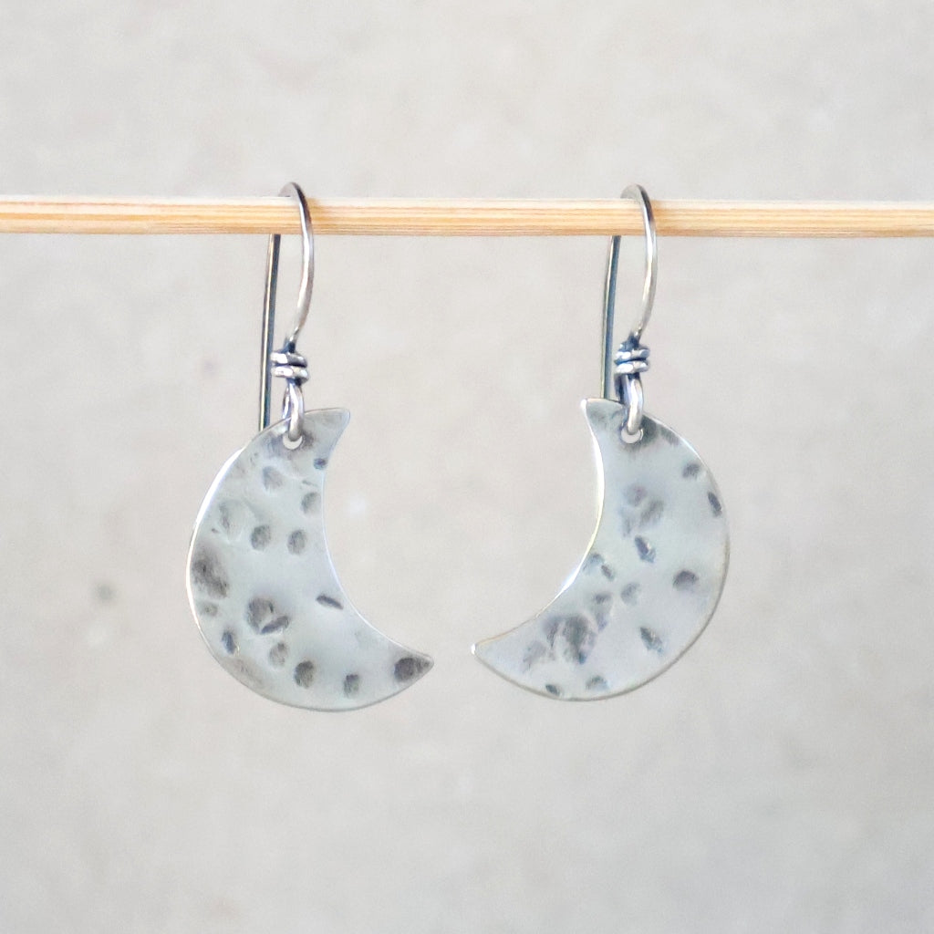 Small Crescent Moon Earrings - Handcrafted with Australian Made Sterling Silver