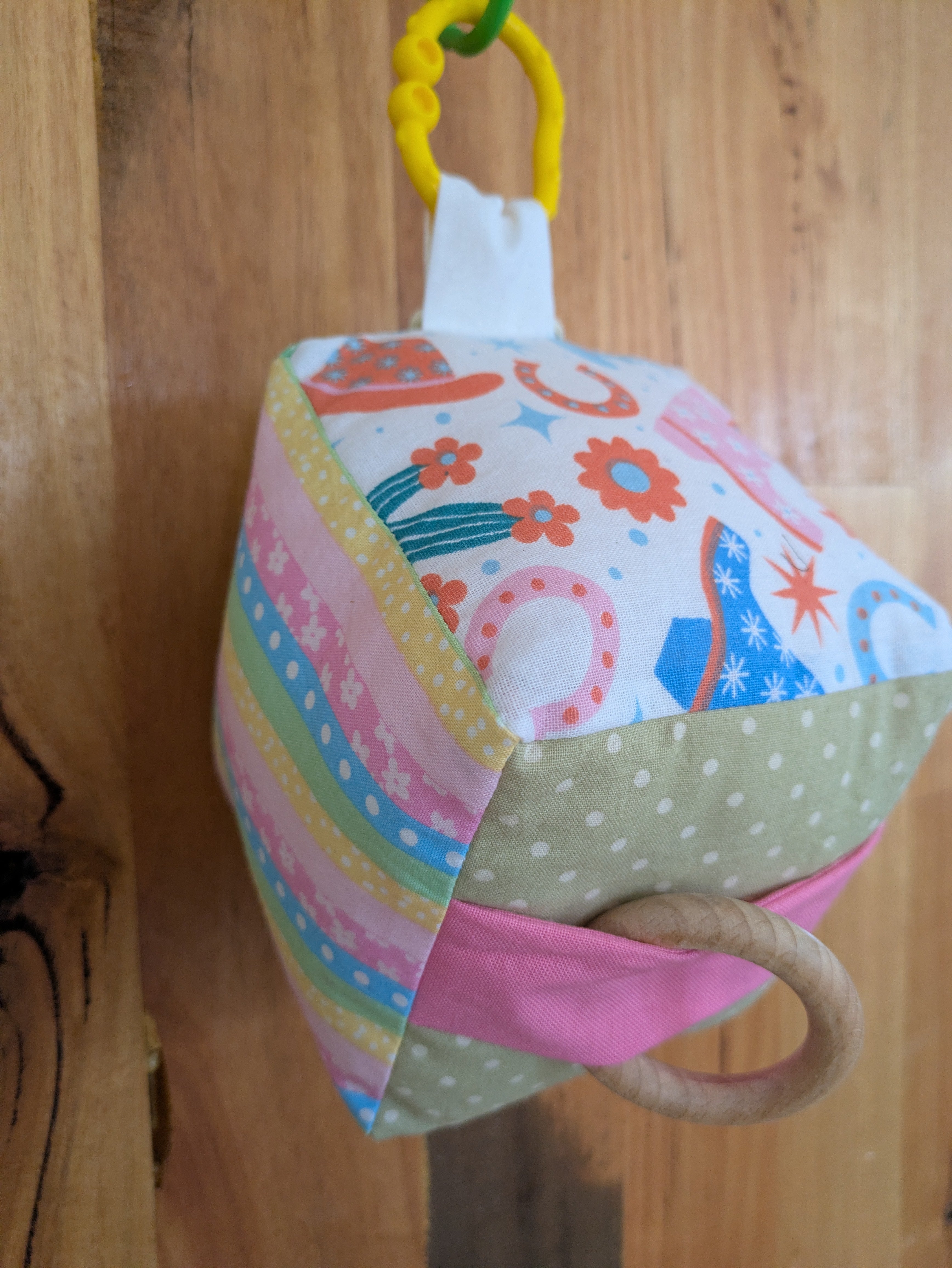 Western Cowgirl Pink Check Soft Baby Cube