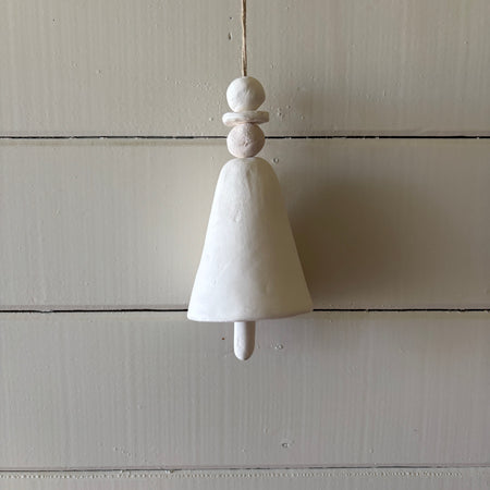 Ceramic Christmas Bell - White Clay