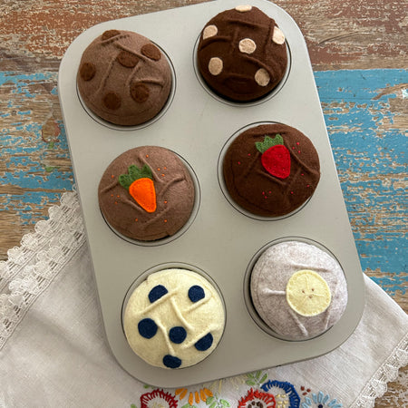 Felt Muffins Play Food Set, Pretend Kitchen Toy, Handmade Felt Bakery, Montessori Imaginative Play