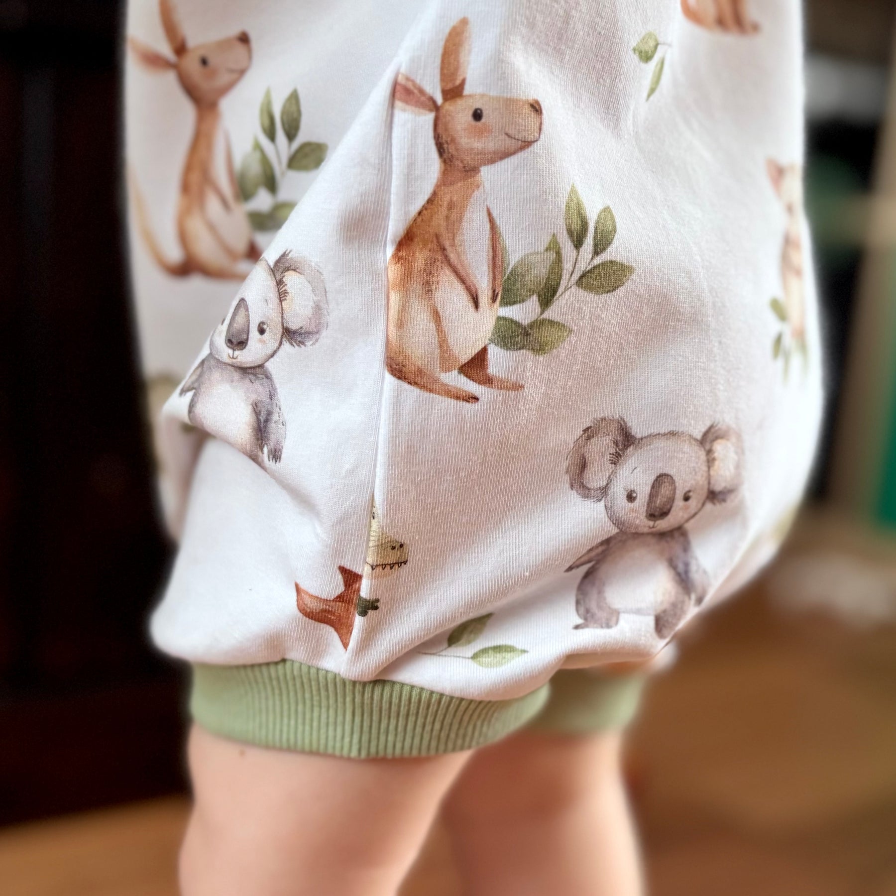 Baby Summer Romper | Green Australian Animals | Size newborn to 2 | Made to Order