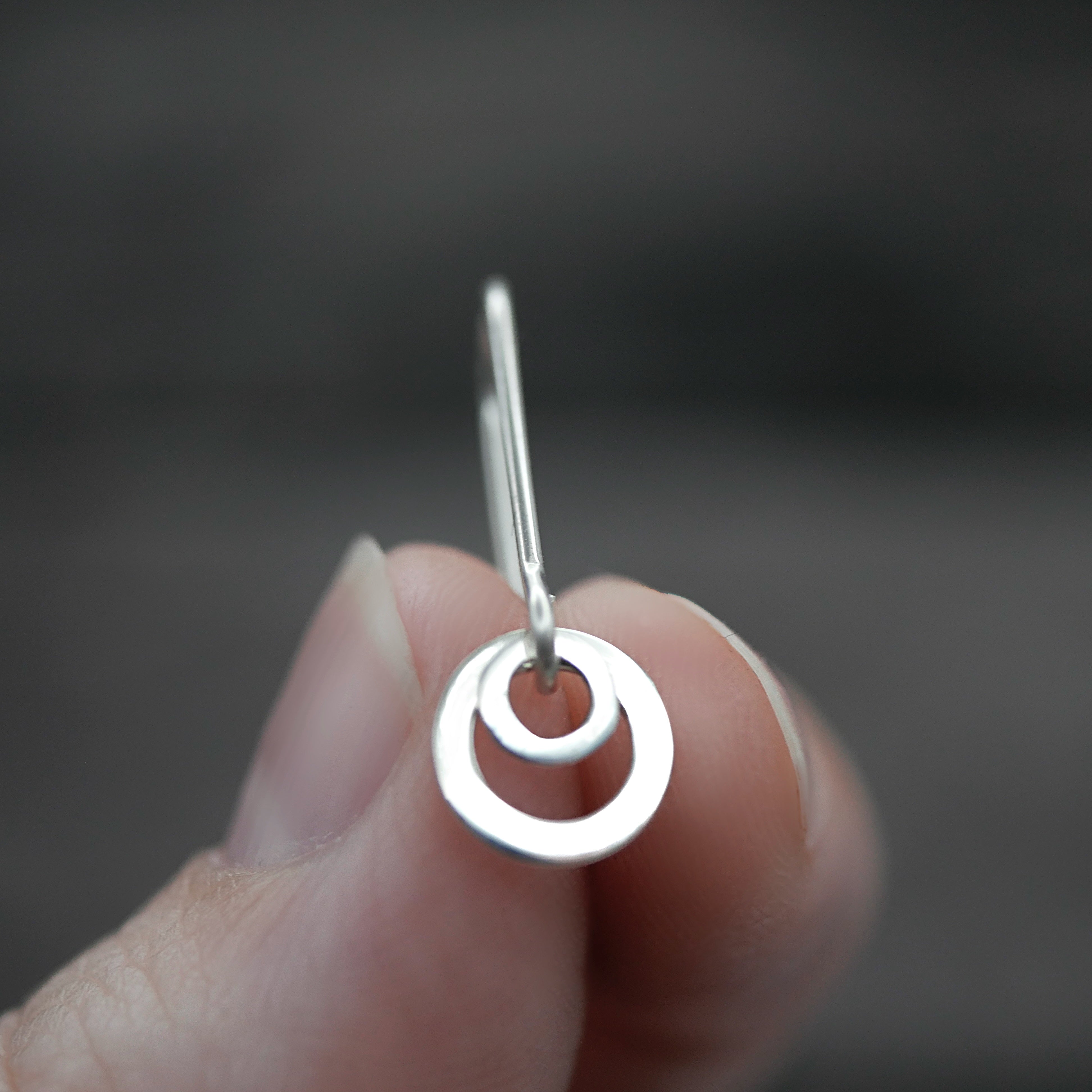 Double Silver Loop Earrings - Handmade Shiny Sterling Silver Earrings