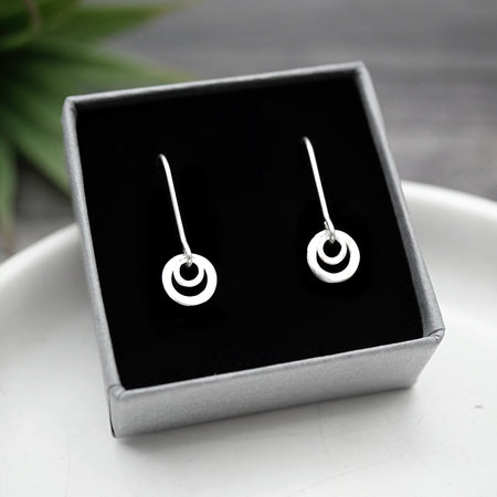 Double Silver Loop Earrings - Handmade Shiny Sterling Silver Earrings