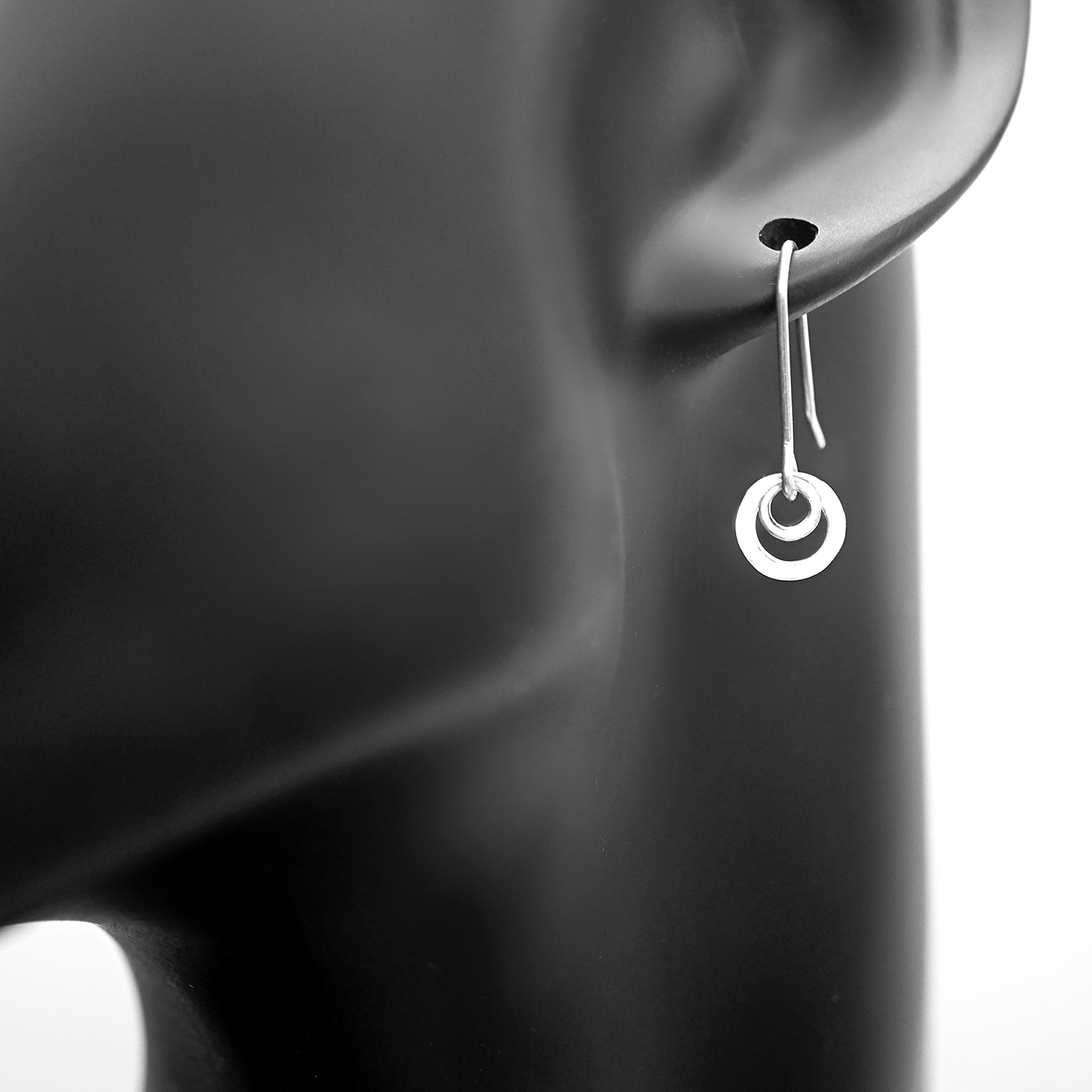 Double Silver Loop Earrings - Handmade Shiny Sterling Silver Earrings