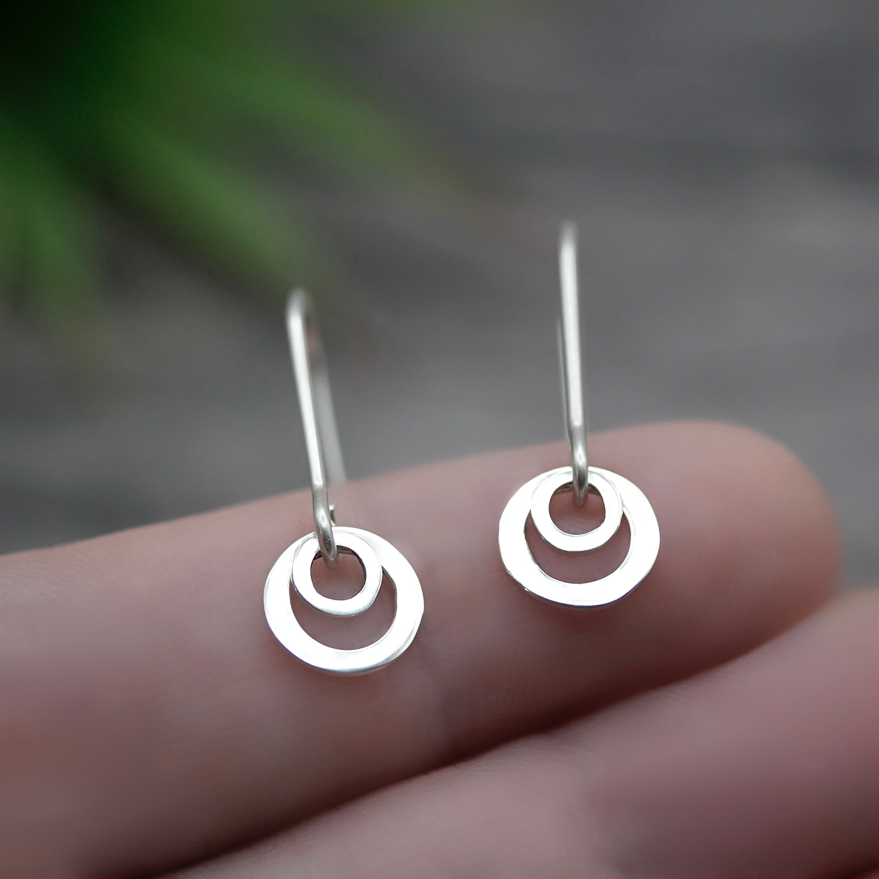 Double Silver Loop Earrings - Handmade Shiny Sterling Silver Earrings