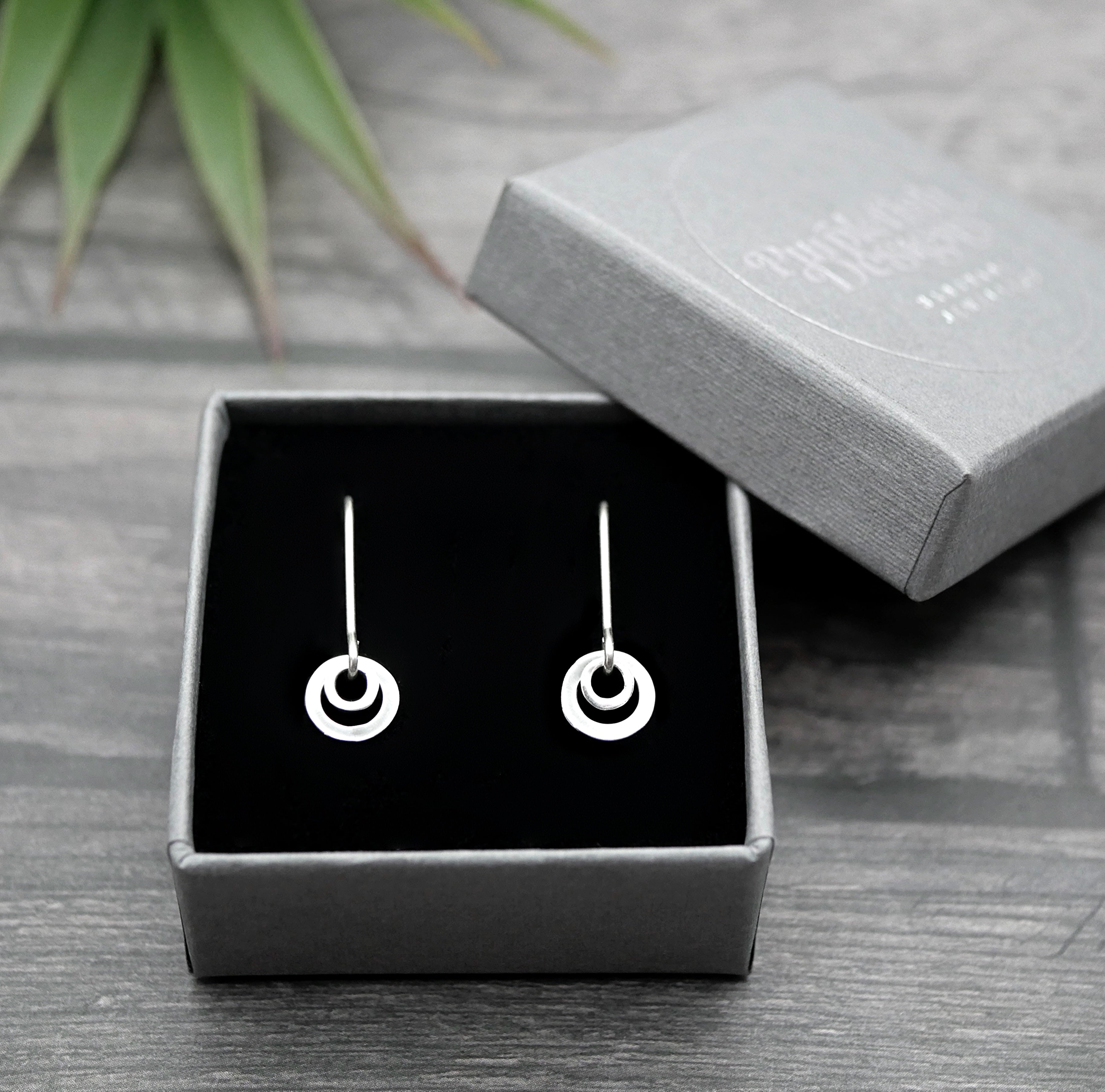 Double Silver Loop Earrings - Handmade Shiny Sterling Silver Earrings