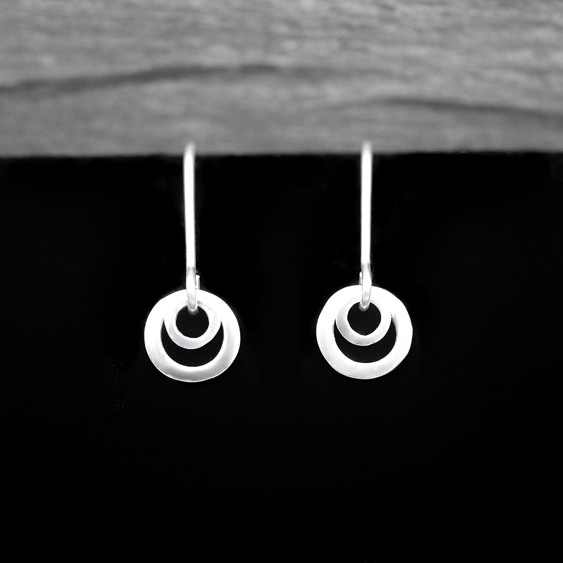 Double Silver Loop Earrings - Handmade Shiny Sterling Silver Earrings