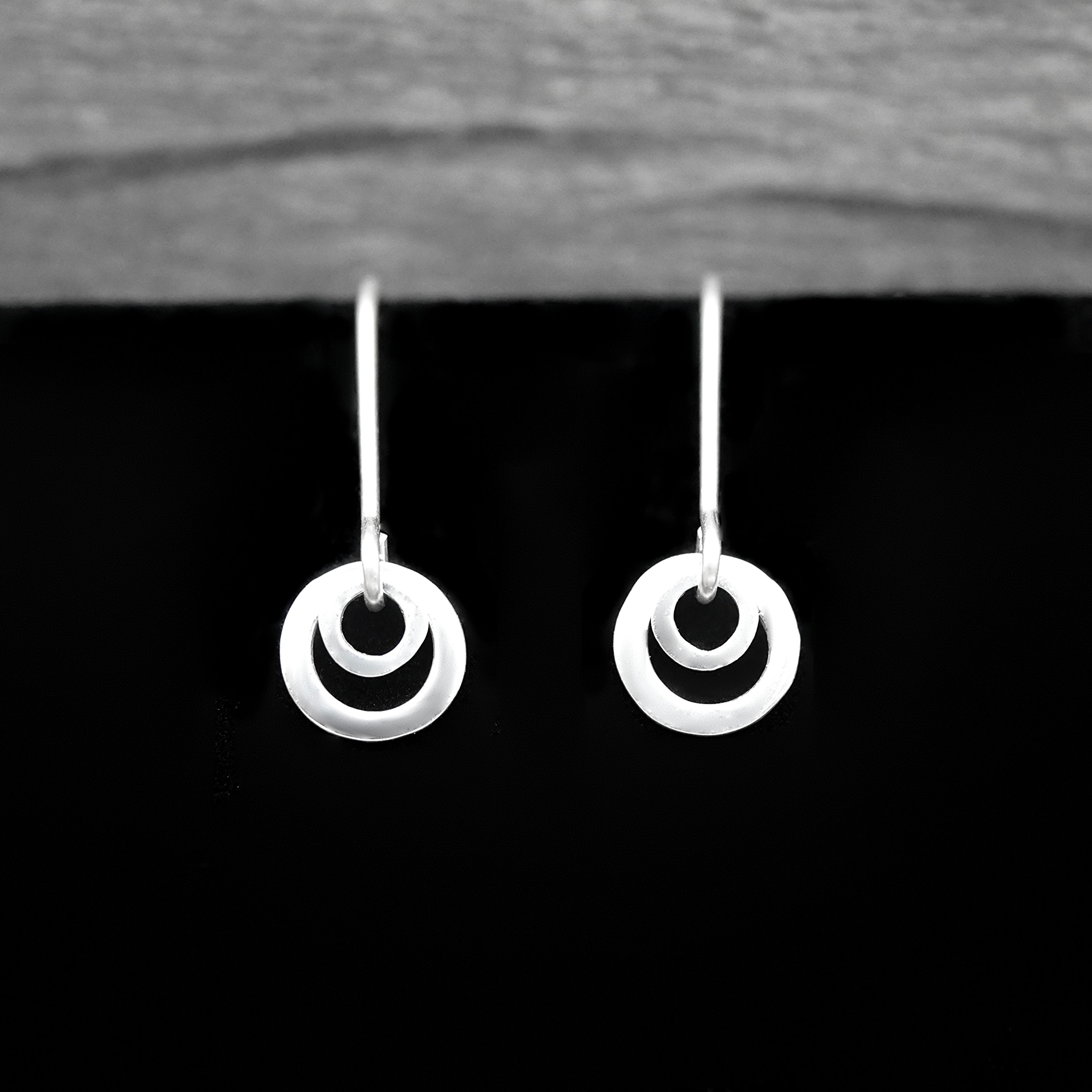 Double Silver Loop Earrings - Handmade Shiny Sterling Silver Earrings