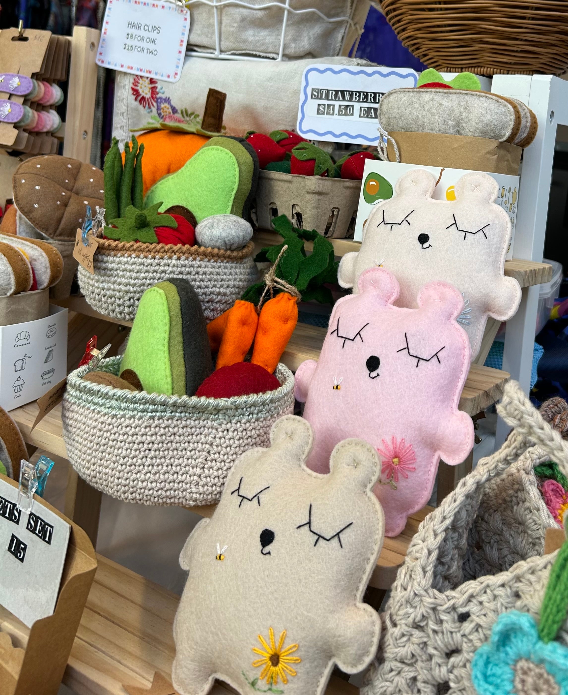 Bear soft toy, felt, embroidery, newborn gift, assorted colours
