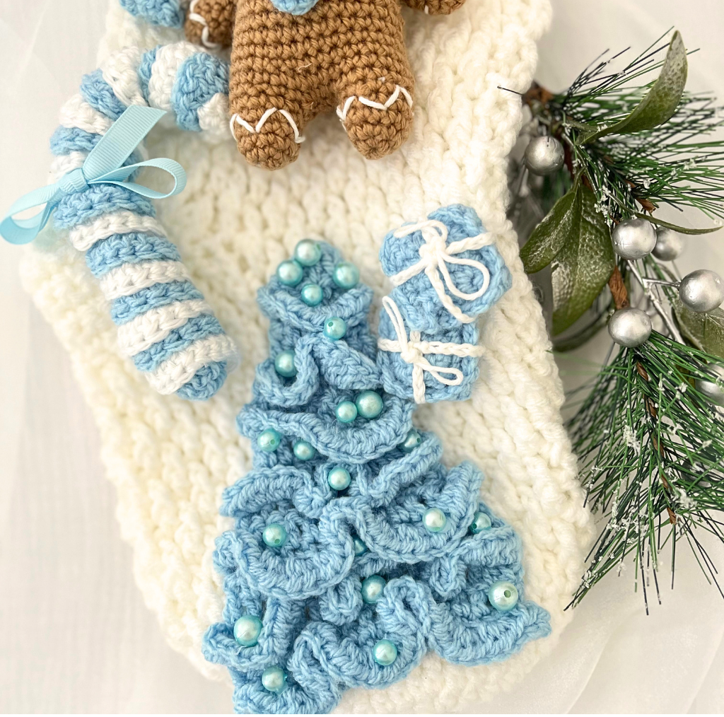 Handmade Crochet Baby Christmas Stockings 42cms