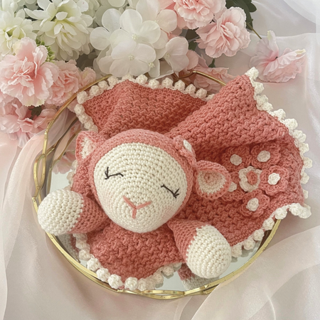 Handmade Crochet Lamb Soft Toy Snuggle Blanket