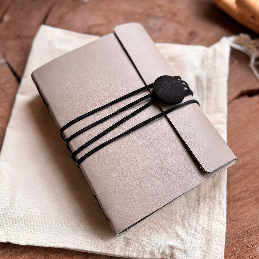 Elegant Grey Leather A6 Journal